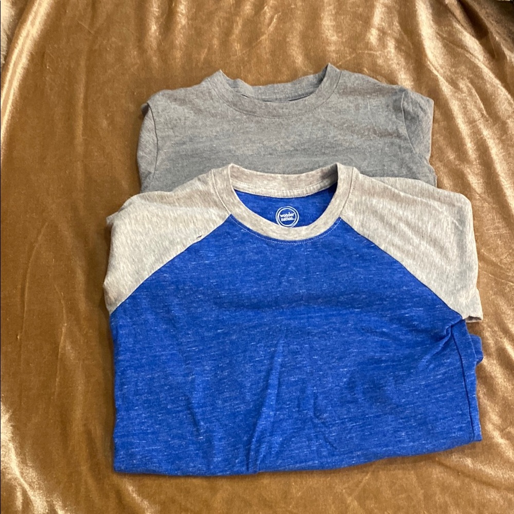 Wonder Nation Blue and Gray Short Sleeve Tees